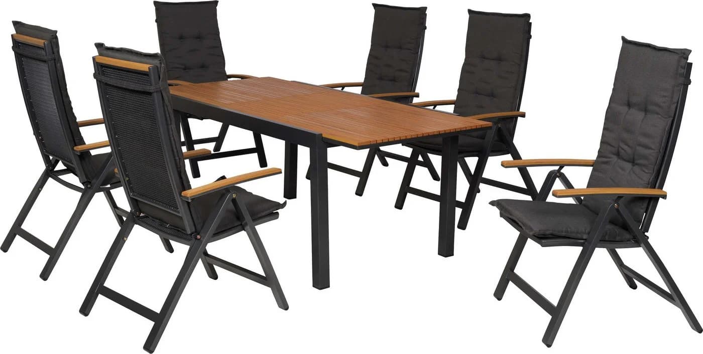 MERXX Garten-Essgruppe Itanos 13-tlg. Grau Aluminium & Kunststoff - Bild 2