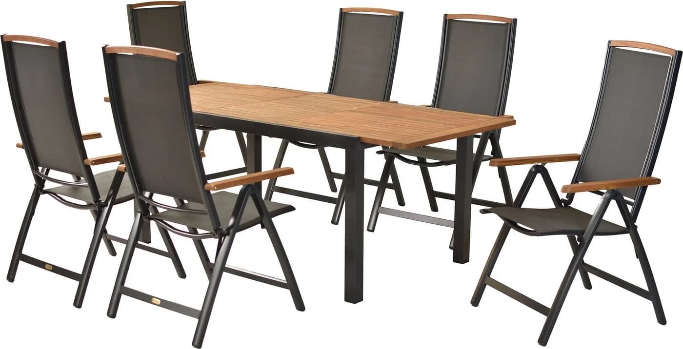 MERXX Garten-Essgruppe Siena 7-tlg. inkl. 6 Klappsessel, 1 Ausziehtisch - Bild 2