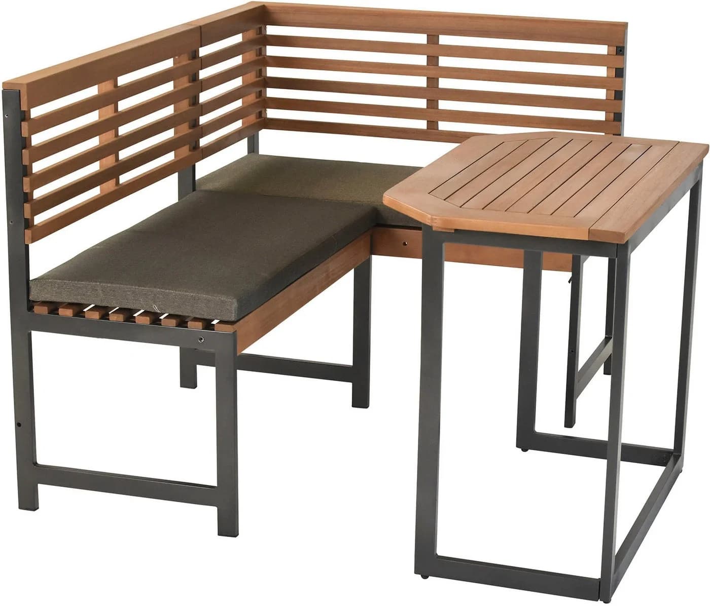 MERXX Eckbankgruppe Set mit Klappentisch Akazie Aluminium Grau - Bild 2