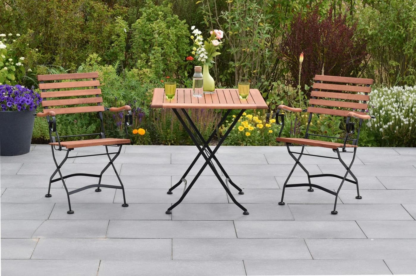 MERXX Garten-Essgruppe Schlossgarten Beige Schwarz Eukalyptus Stahl