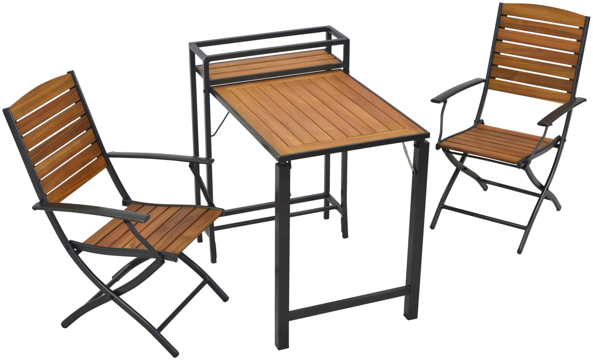 MERXX Santorin Balkonset 3-tlg. Grau/Natur Aluminium Akazie - Bild 3
