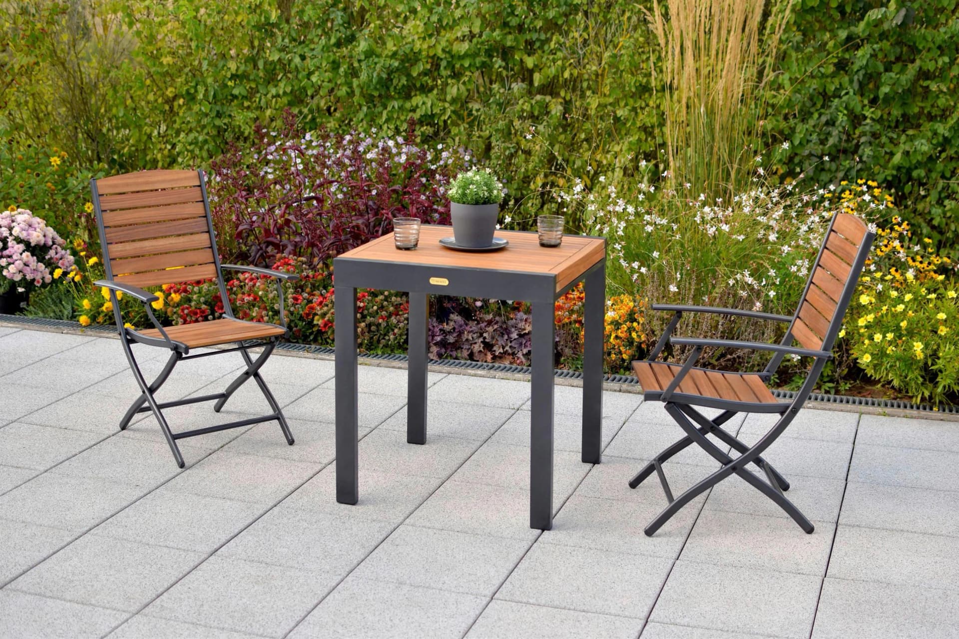 Gartentisch MERXX Ausziehbar Aluminium Akazie Grau Braun - Bild 5