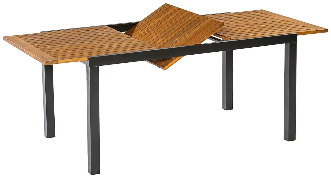 Gardenson Gartentisch Tilos Ausziehbar Akazie Aluminium Braun