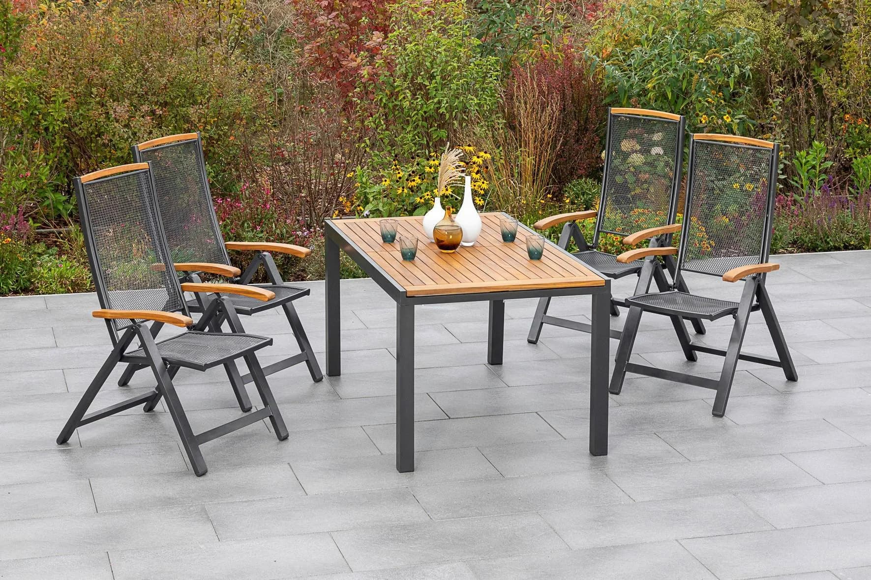 Gardenson Gartentisch Tilos Ausziehbar Akazie Aluminium Braun - Bild 4