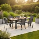 Gardenson Gartentisch Tilos Ausziehbar Akazie Aluminium Braun Bild 5