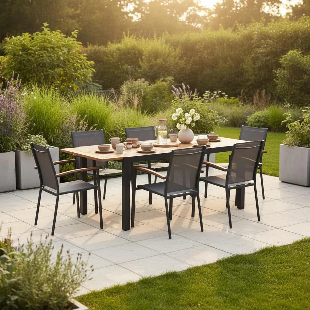 Gardenson Gartentisch Tilos Ausziehbar Akazie Aluminium Braun - Bild 5