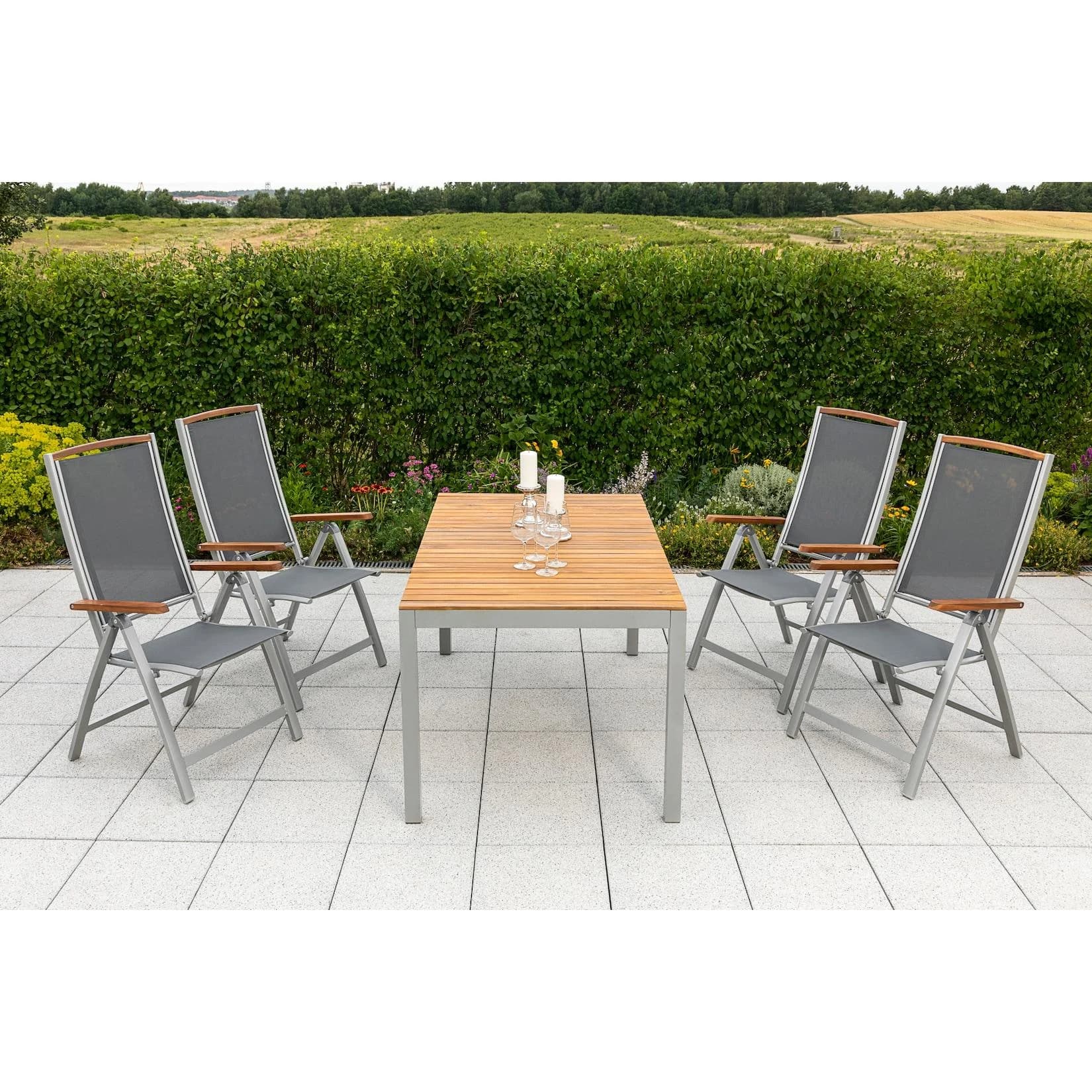 MERXX Siena Garten-Essgruppe 5-tlg. Braun/Grau Aluminium