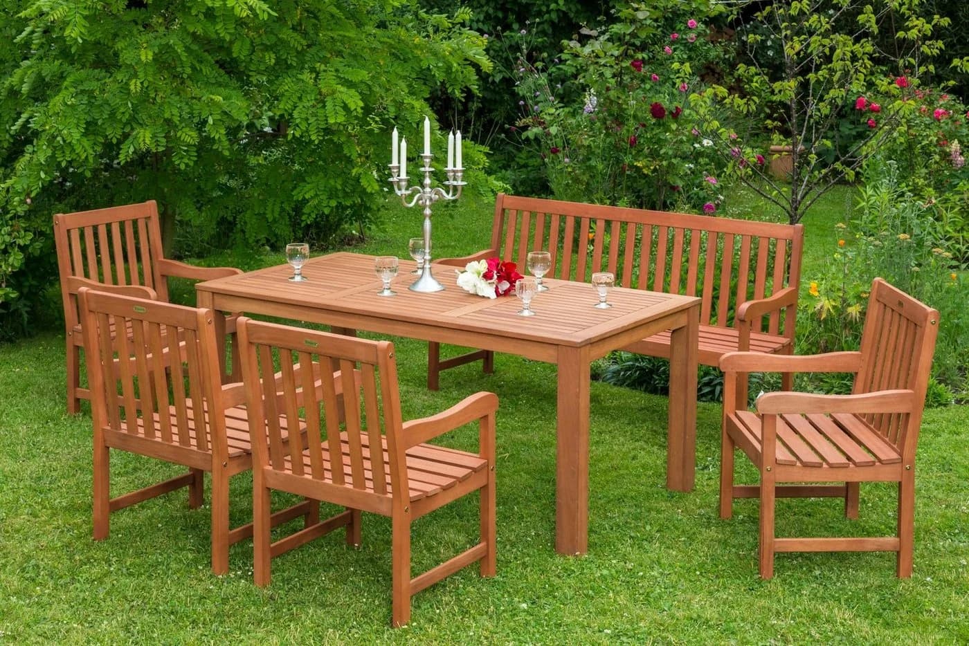 MERXX Santos Garten-Essgruppe 6-tlg. Beige Natur Holzwerkstoff - Bild 3