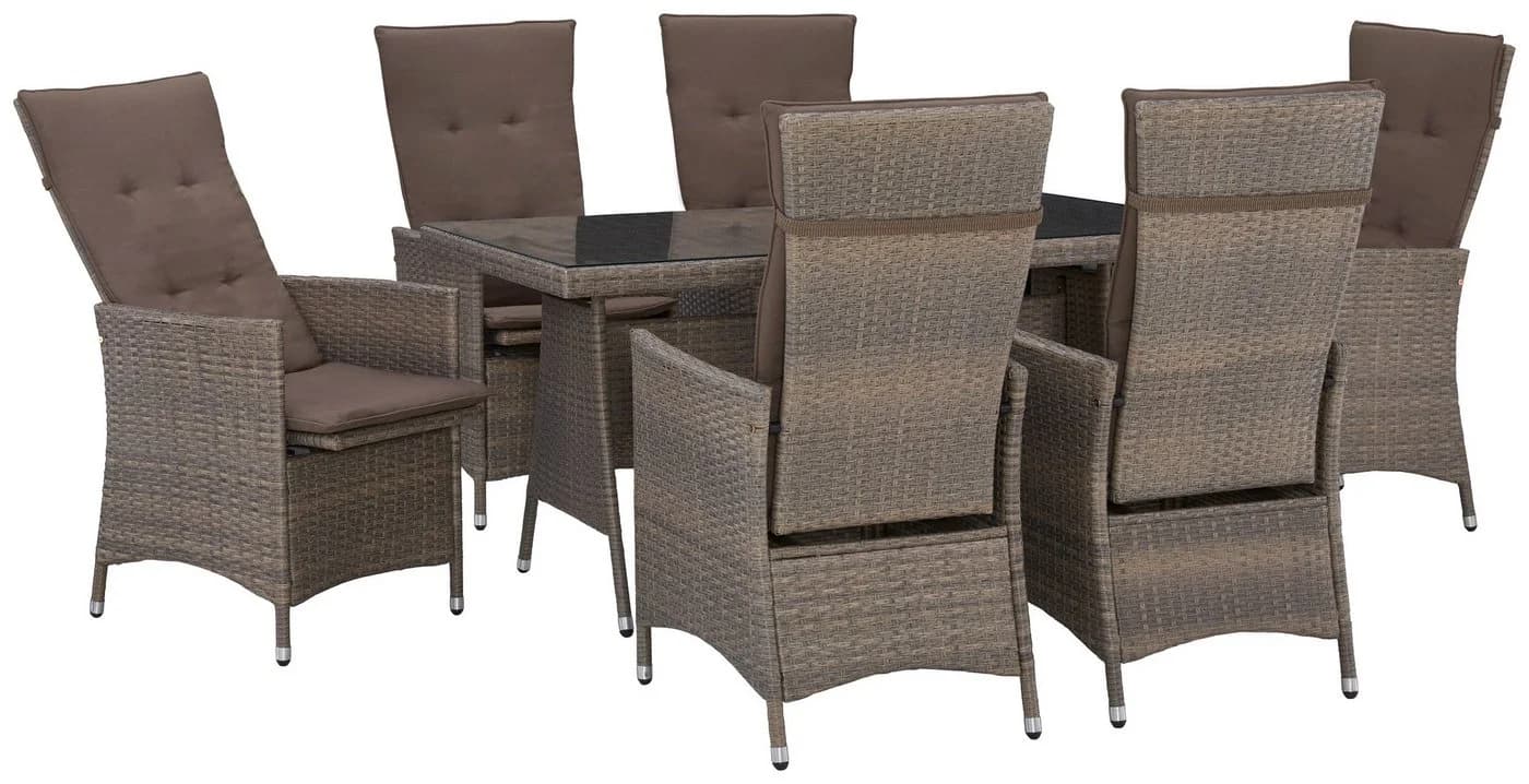 MERXX Garten-Essgruppe Valencia 6-tlg. Taupe/Braun Poly Rattan