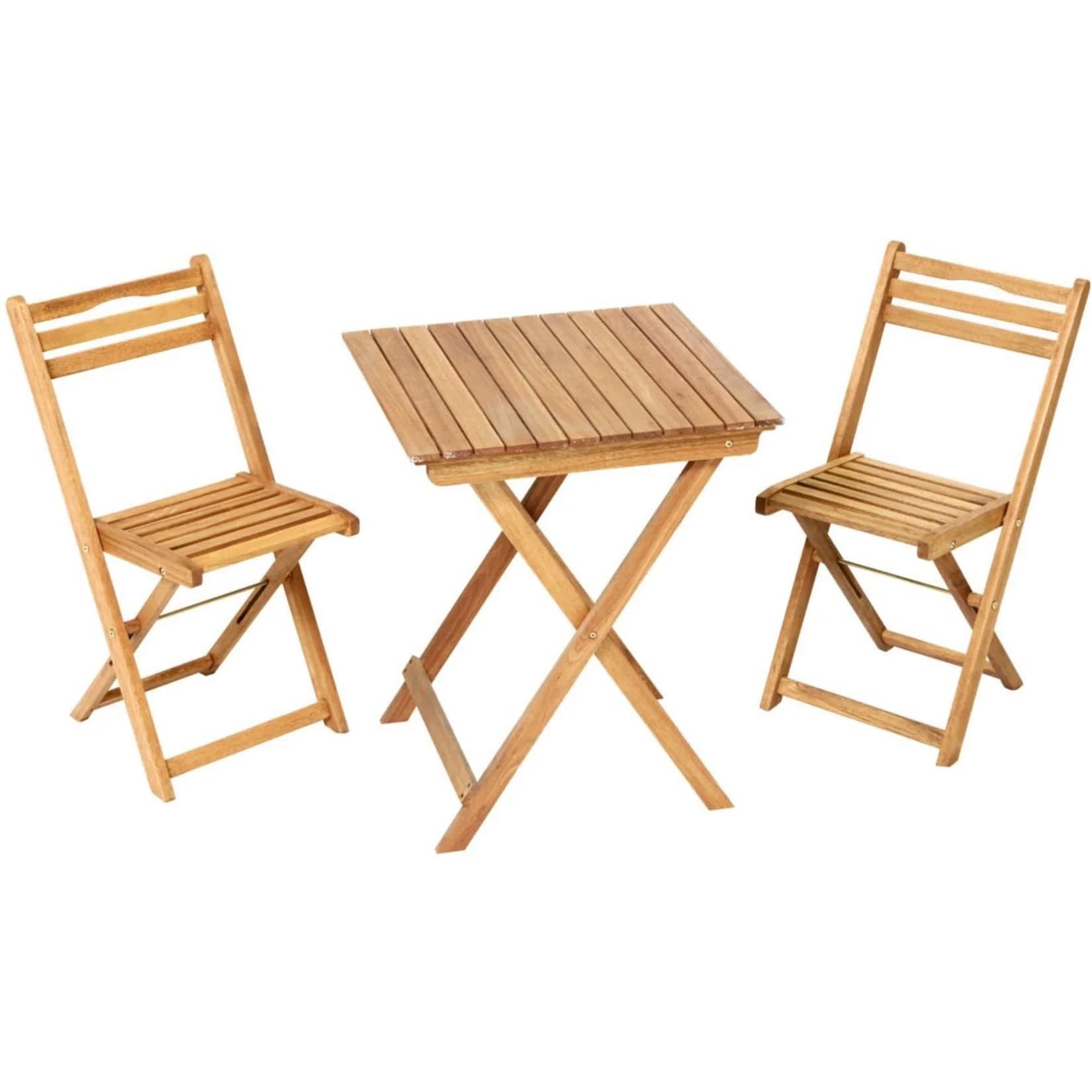 MERXX Balkonset Porto 3-tlg. Beige/Natur Hartholz Klappbar