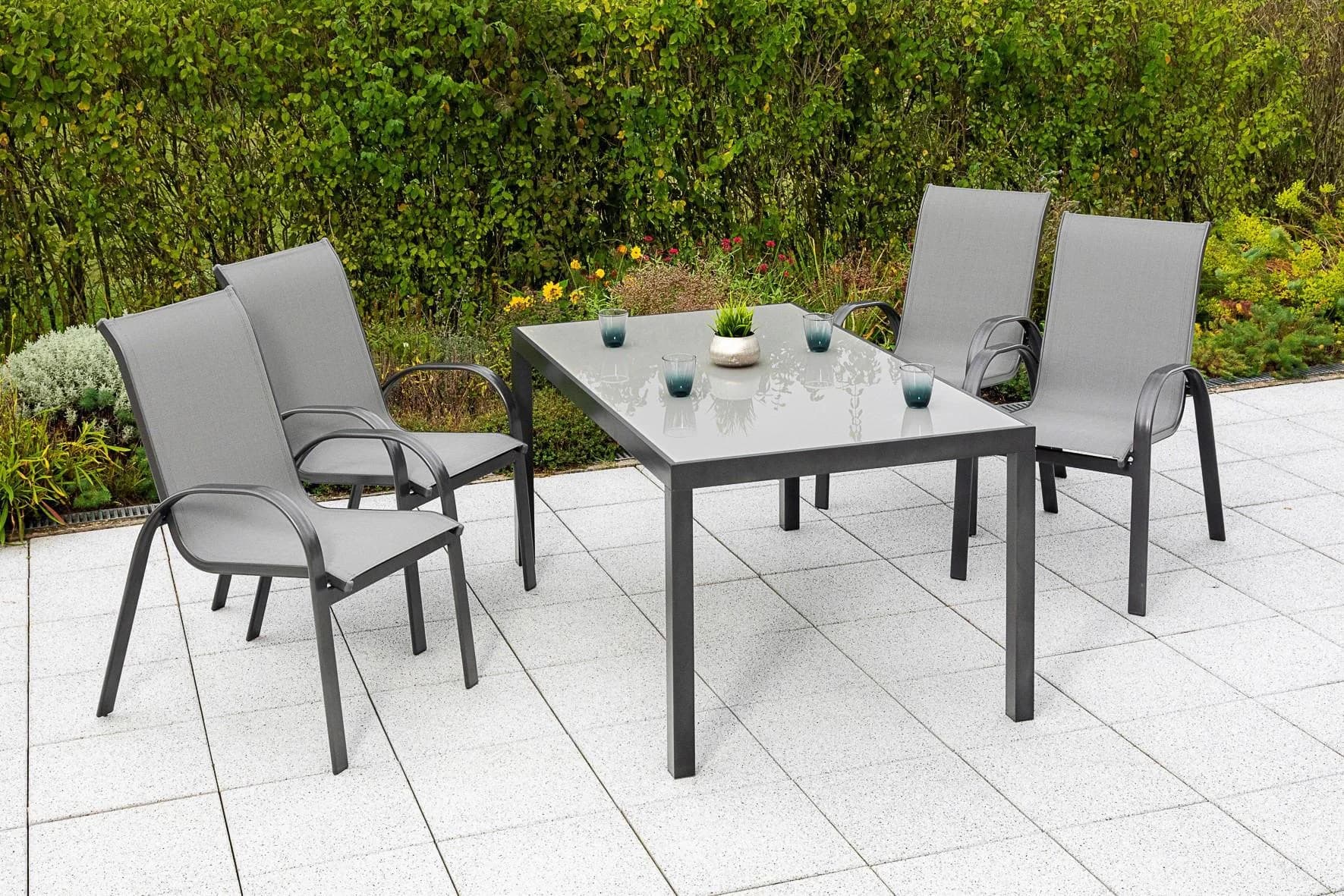 MERXX Gartentisch Trivero Deluxe Grau Aluminium Glas