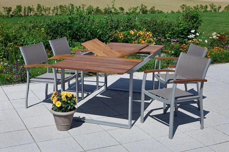 Merxx Naxos Garten-Essgruppe 5-tlg. mit ausziehbarem Tisch Beige/Silber - Bild 2
