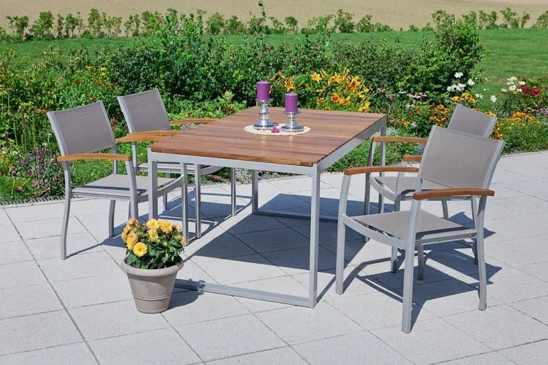 Merxx Naxos Garten-Essgruppe 5-tlg. mit ausziehbarem Tisch Beige/Silber - Bild 3