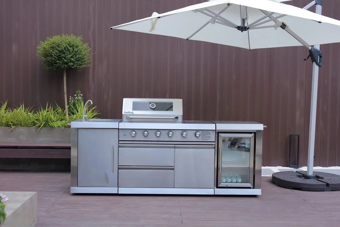 Buschbeck Outdoor-Küche Oxford Edelstahl Gasgrill Kühlschrank