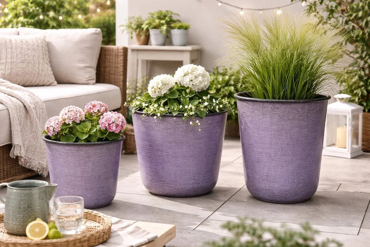finehomegarden Pflanzkübel Metall Violett 3 Größen
