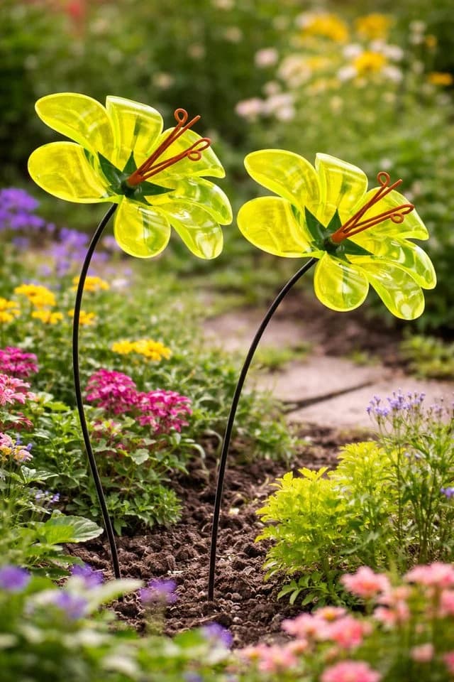 finehomegarden Gartenstecker Sonnenfänger Ringelblume 2er Set grün