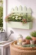 finehomegarden Blumenkasten Holz Zaun-Optik Grün Bild 1