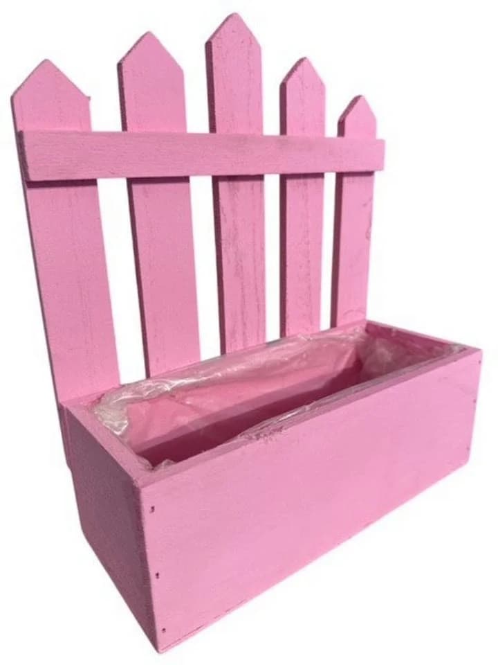 finehomegarden Blumenkasten Holz Zaun-Optik Pink - Bild 2