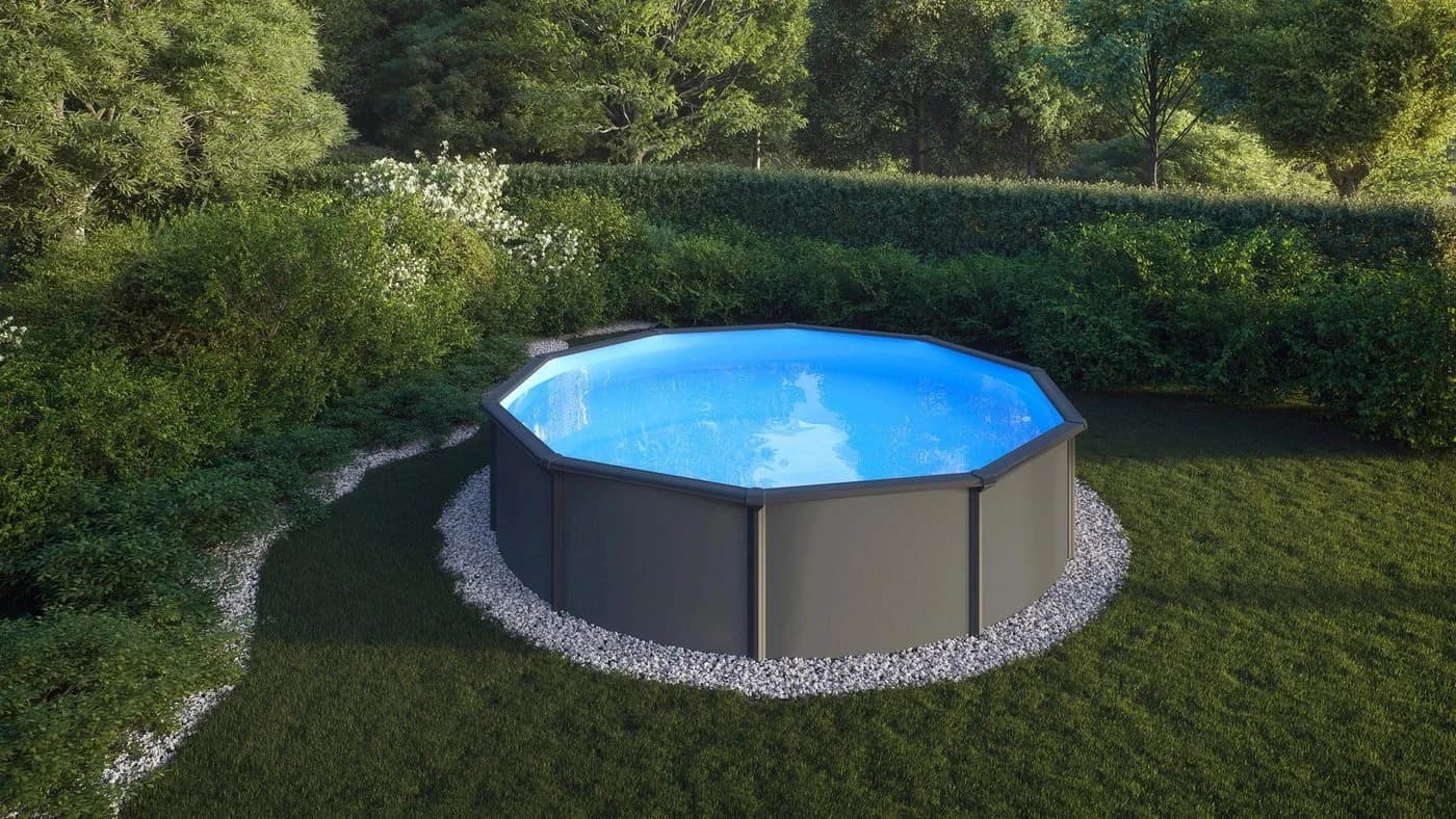 SUMMER FUN Rundpool CALIFARIA Grau Komplett-Set mit Sandfilter