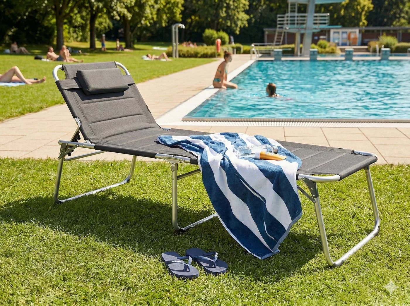 LEX Gartenliege XXL Sonnenliege Anthrazit Aluminium
