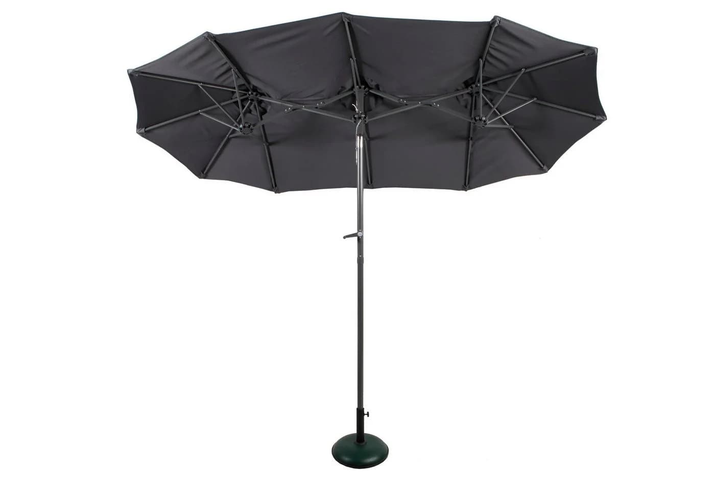 Linder Exclusiv Doppel-Sonnenschirm Schwarz mit Kurbel & Kippfunktion - Bild 3