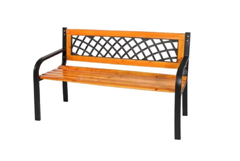 Linder Exclusiv Gartenbank Castle Metall-Holz Schwarz/Hellbraun