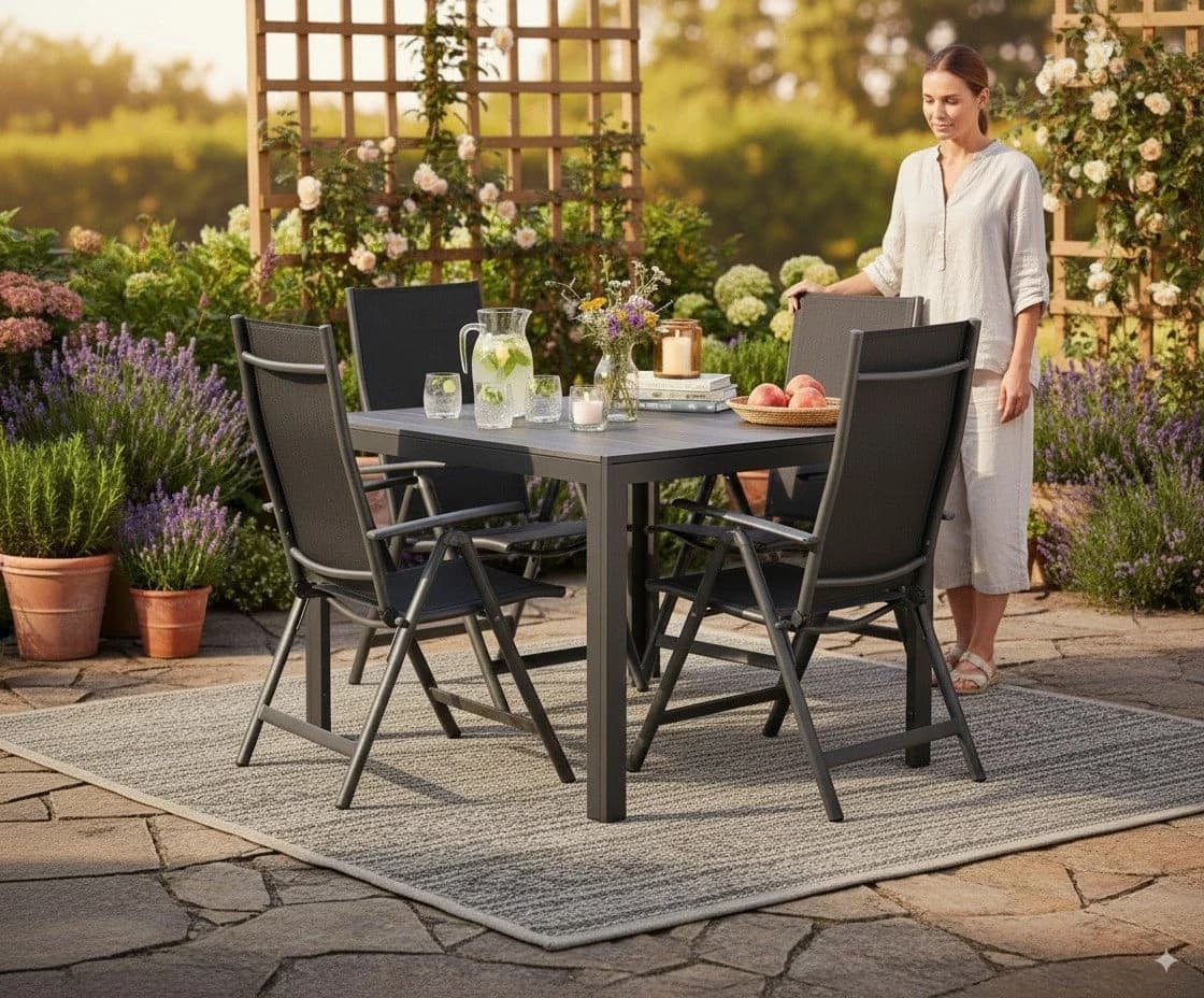 LEX Gartentisch Comfort 80x80 Nonwood Schwarz Aluminium - Bild 3