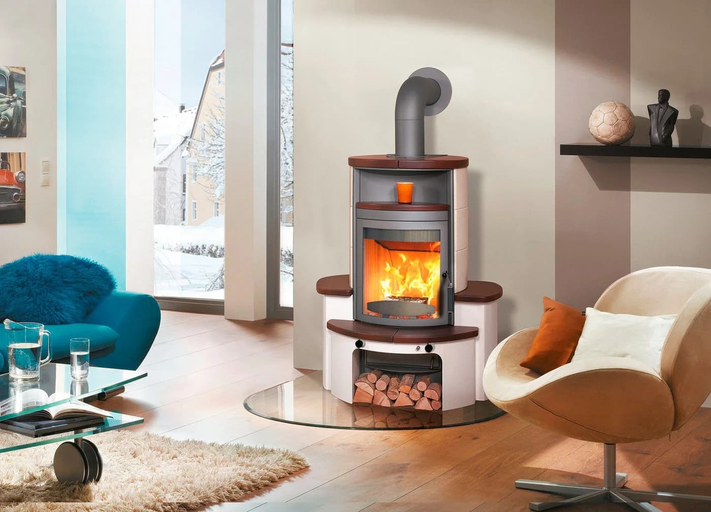 HARK Kaminofen Avenso GT ECOplus 8 kW Braun/Weiß