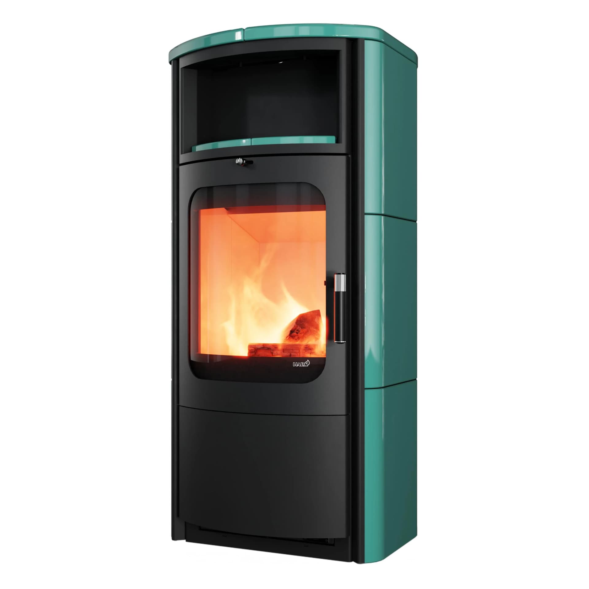 HARK Kaminofen Opera Petrol 7 kW Dauerbrand Petrolfarbene Kacheln