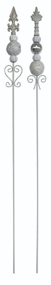 Dragimex Gartenstecker Metall Französische Lilie Grau Beige 2 Stück