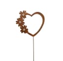 Dragimex Gartenstecker Metall Herz mit Blumen Rost 38 cm Bild 2