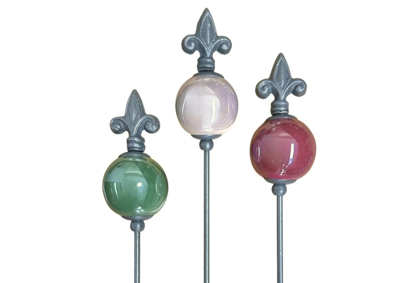 Dragimex 3x Gartenstecker Metall mit Keramikkugel Shabby Chic - Bild 2