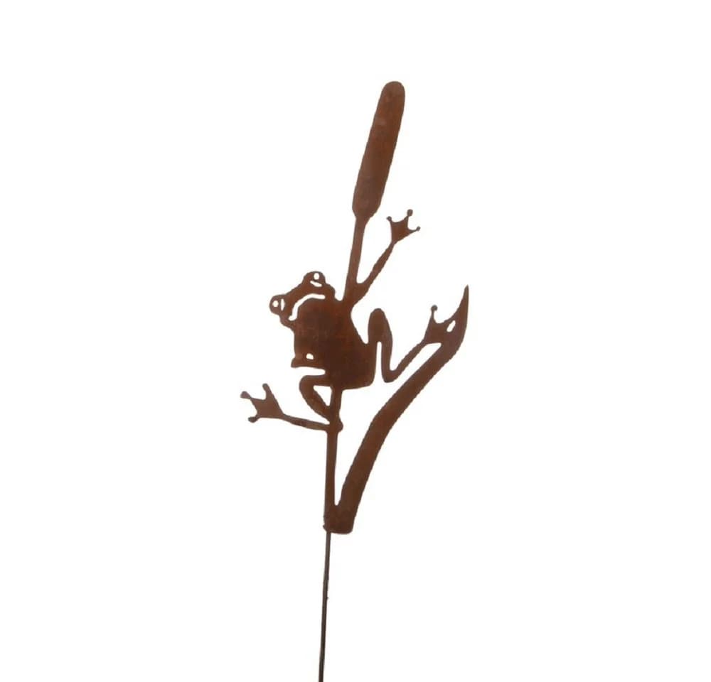 Dragimex Gartenstecker Metall Frosch auf Rohrkolben