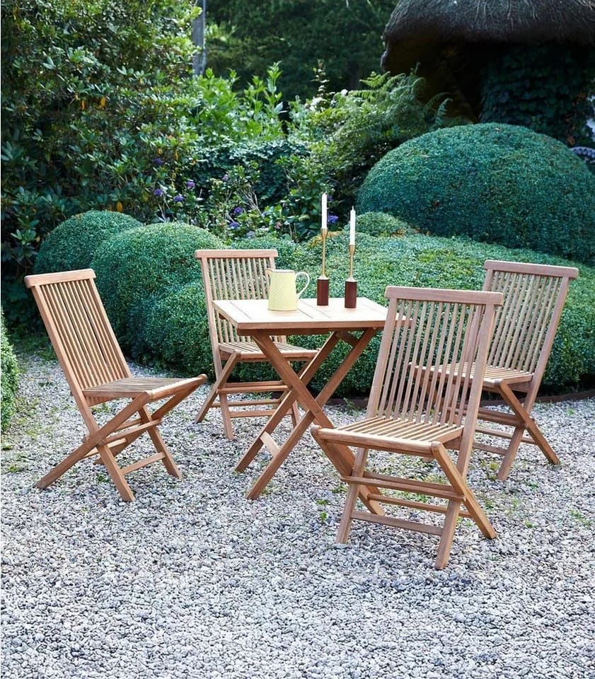 Outdoor Klappstuhl RIVA Braun Teakholz Massiv Klappbar