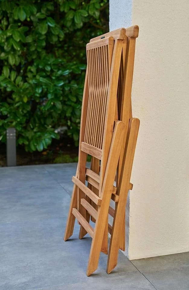 Outdoor Klappstuhl RIVA Braun Teakholz Massiv Klappbar - Bild 3