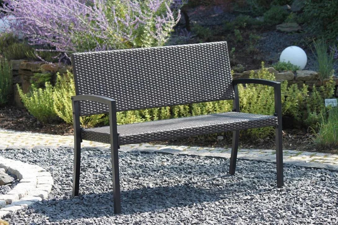 Garden Pleasure Gartenbank Sanremo Dunkelbraun Aluminium Rattan - Bild 2