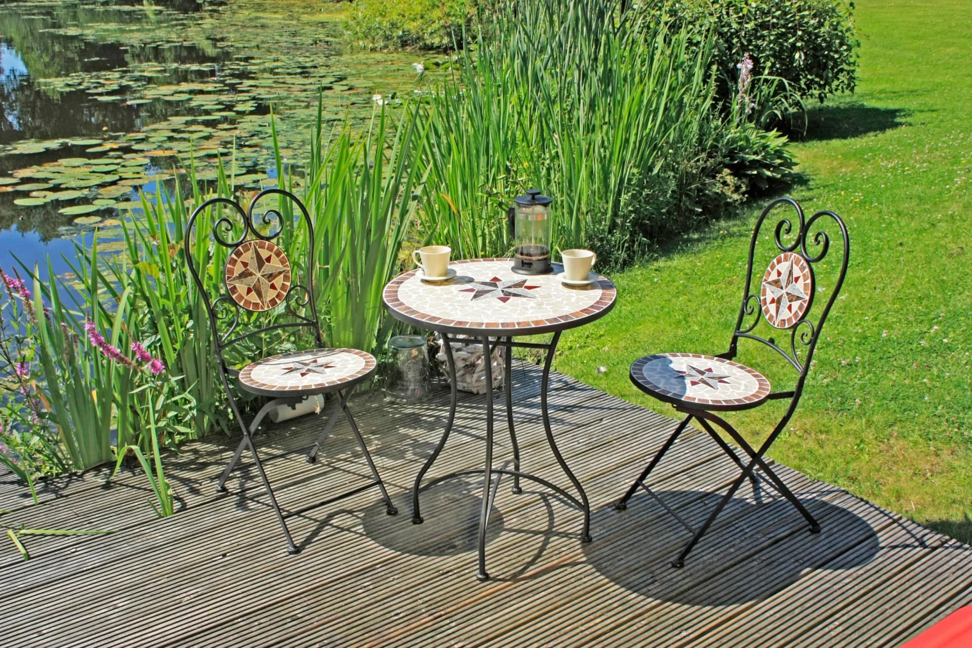 Balkonset GARDEN PLEASURE Mosaik 3-tlg. Braun/Grau Metall