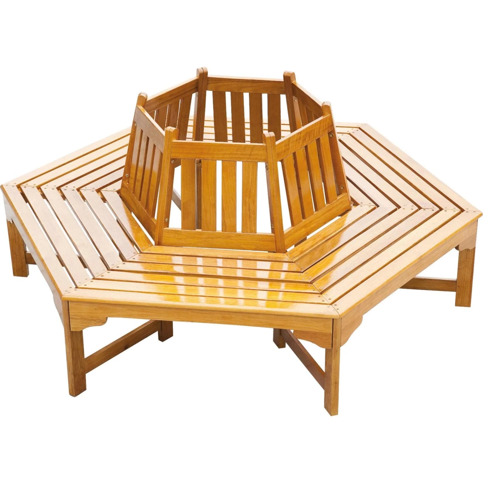 Garden Pleasure Baumbank Ontario 6-Eck Eukalyptus Natur Lackiert