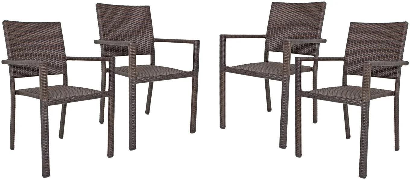 Garden Pleasure Stapelstuhl MALAGA 4er-Set Aluminium Coffee