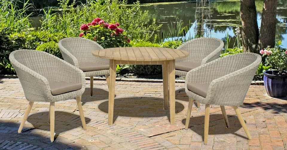 Garden Pleasure Gartentisch Arvada Rund Braun Massivholz