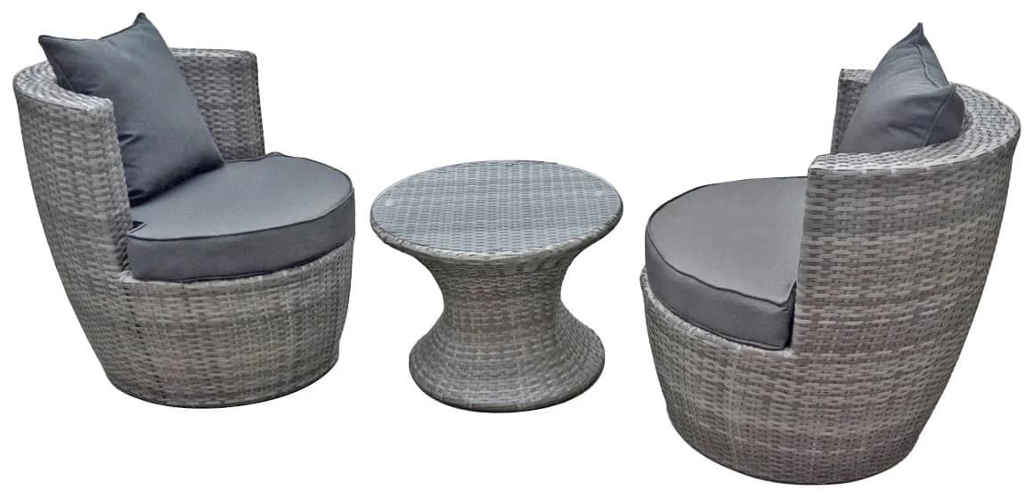 Balkonset GARDEN PLEASURE Grau Polyrattan 2-tlg. mit Auflagen