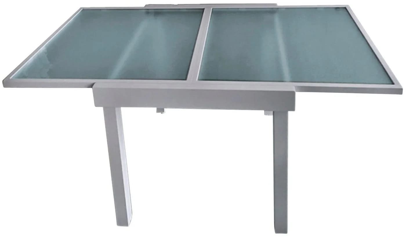 Garden Pleasure Gartentisch LOLA Grau Aluminium Wellenglas ausziehbar