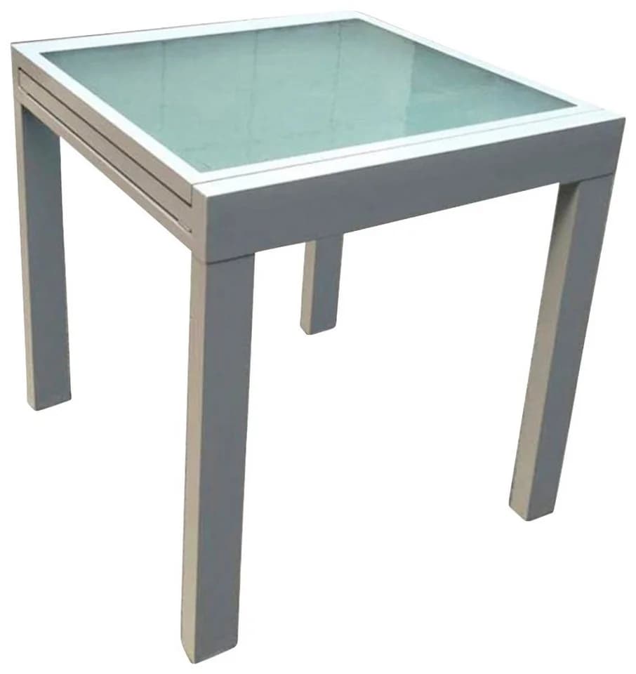 Garden Pleasure Gartentisch LOLA Grau Aluminium Wellenglas ausziehbar - Bild 2