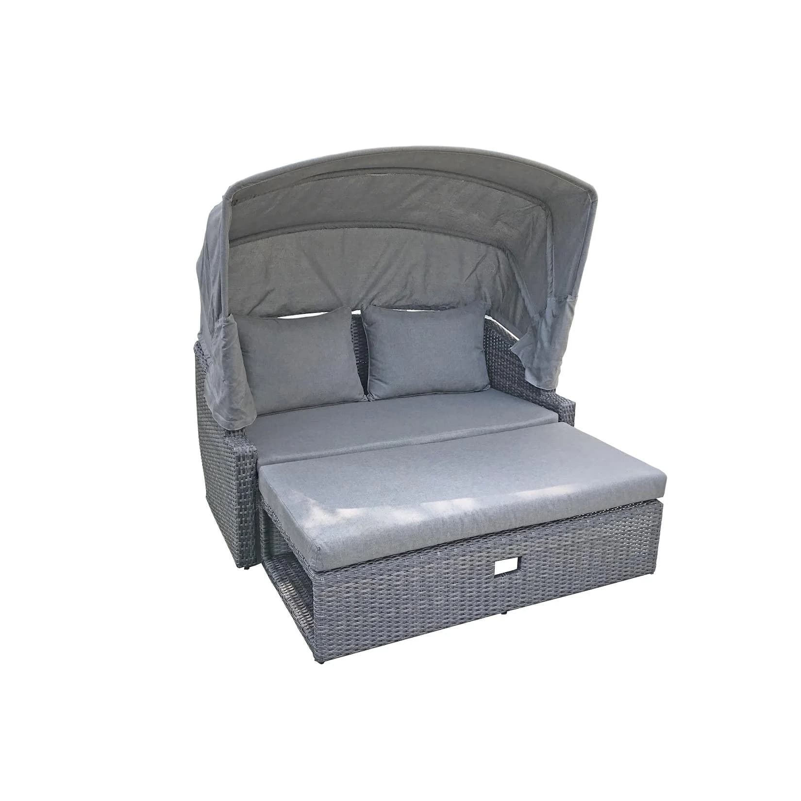 Garden Pleasure Loungesofa MONTE CARLO Grau mit Sonnendach