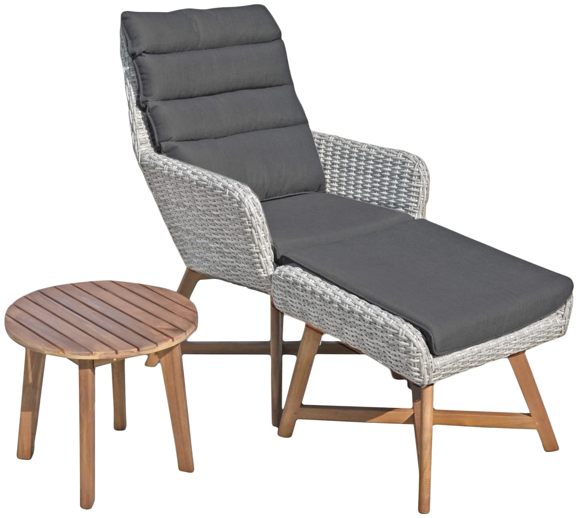 Garten-Essgruppe GARDEN PLEASURE CALVIA Grau Braun Aluminium Massivholz - Bild 2
