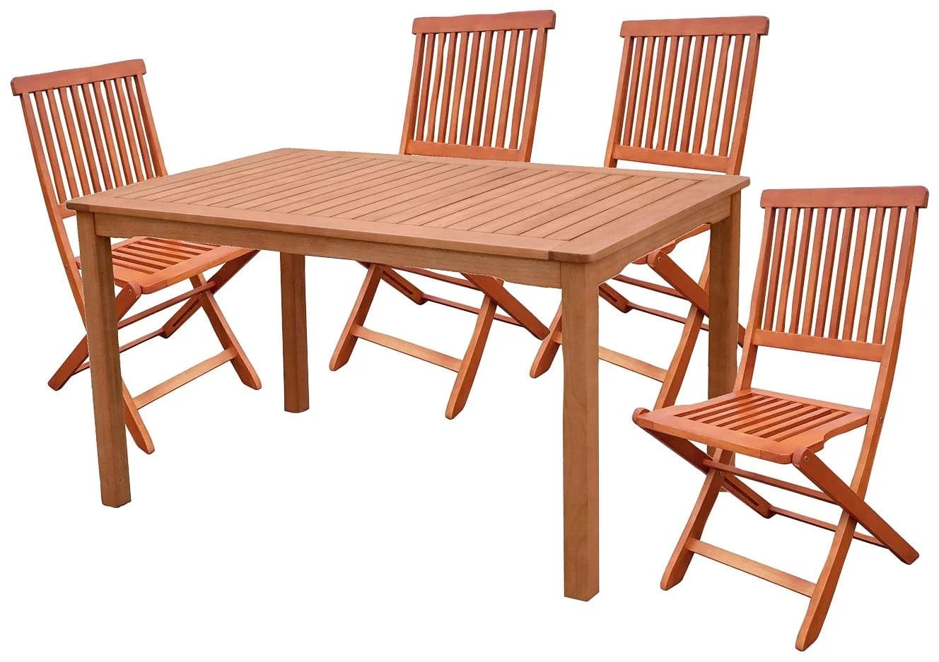 Garden Pleasure Garten-Essgruppe 5-tlg. Braun Eukalyptus