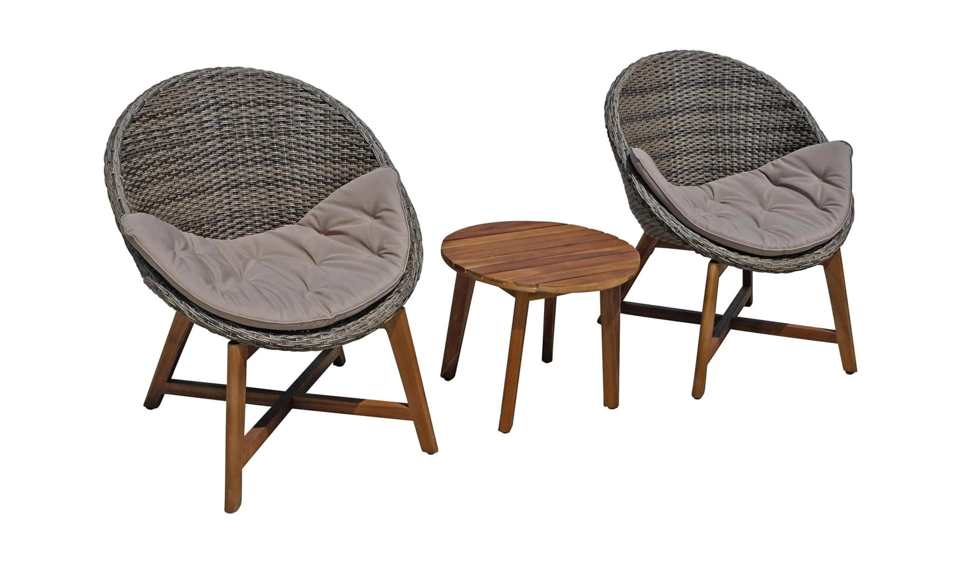 Garden Pleasure Garten-Essgruppe RENO Grau Braun 2 Sessel Tisch