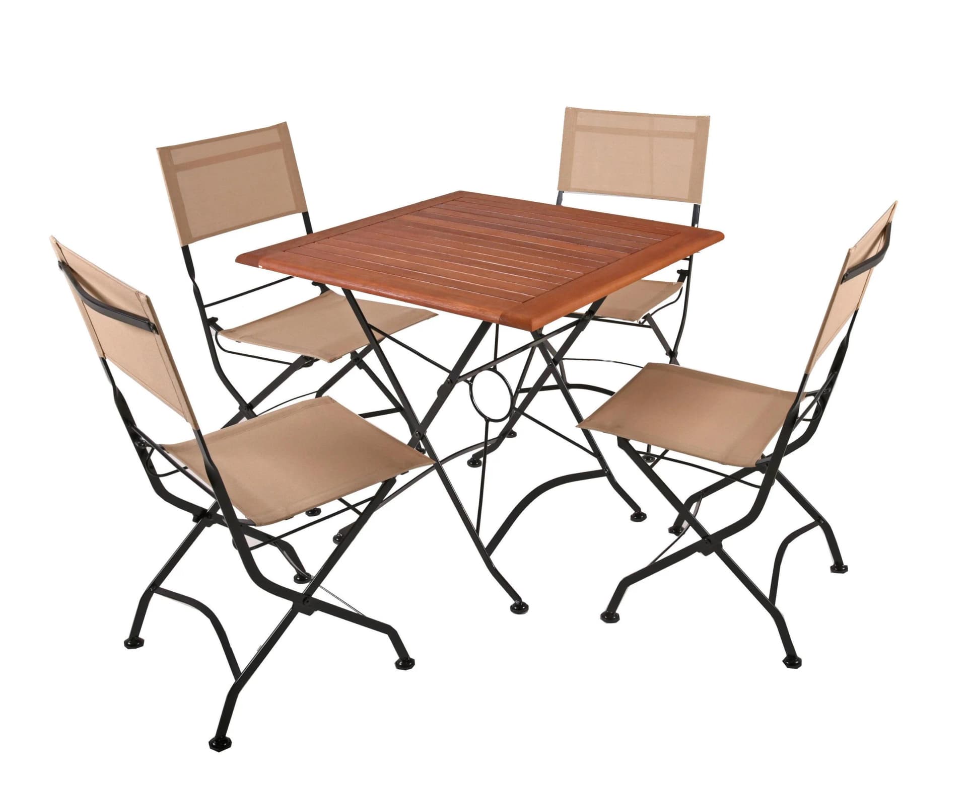 Garden Pleasure TRIEST Garten-Essgruppe 5-tlg. Beige/Schwarz Eukalyptus