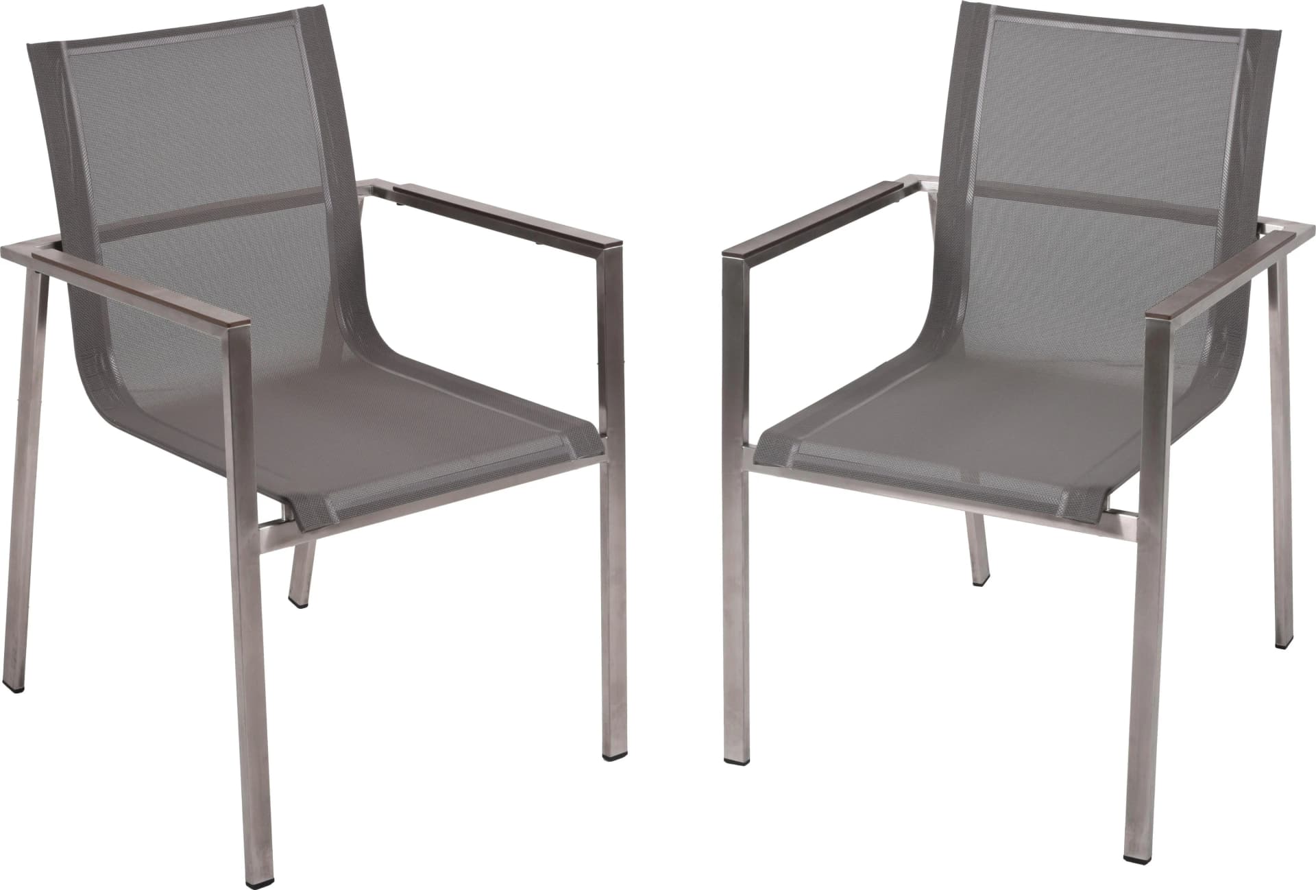 Garden Pleasure Stapelstuhl SIENNA 2er Set Grau Edelstahl