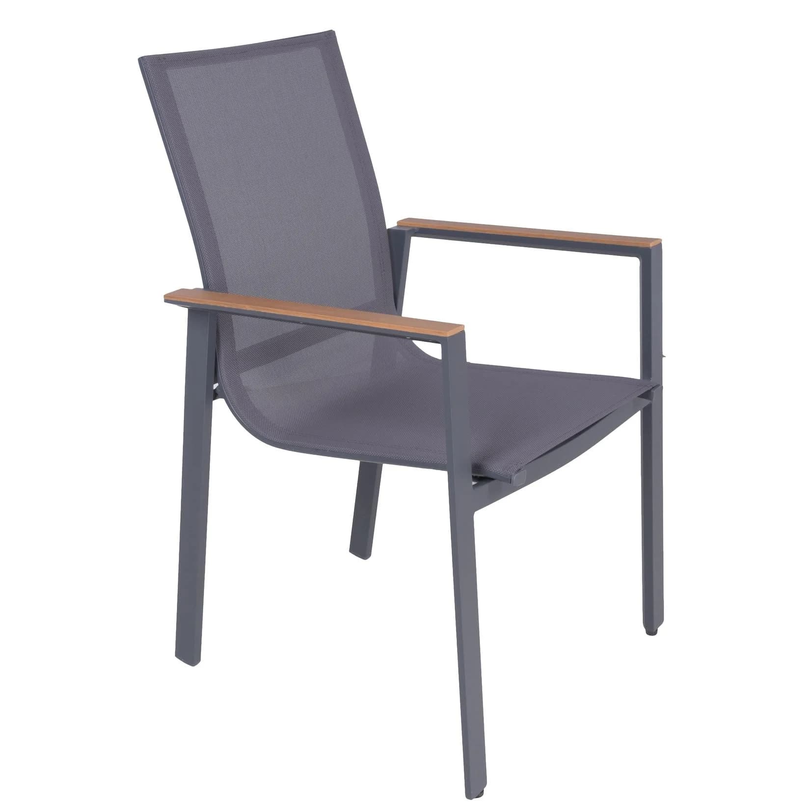 Garden Pleasure Stapelstuhl SILEA 2er Set Braun Anthrazit Aluminium